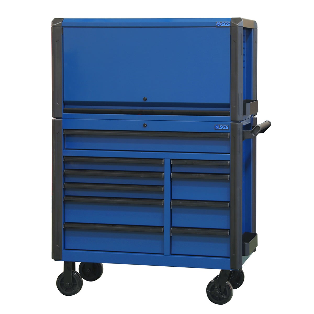 SGS 44in Roller Cabinet with Top Hutch- 10 Drawers- Blue